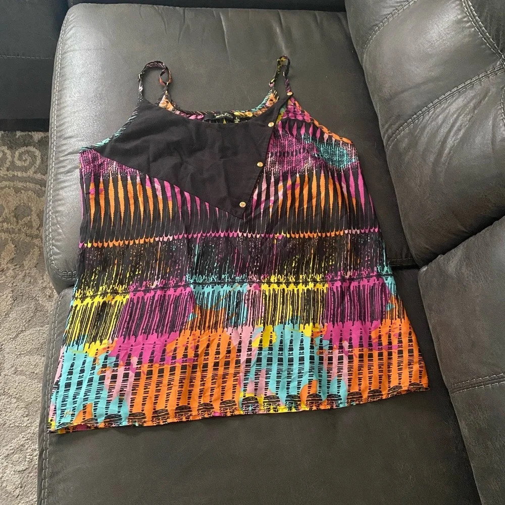 Rusty Y2K Colorful Cami Tank Top Surf Beach Vacation Edgy Fun Flirty Size Large